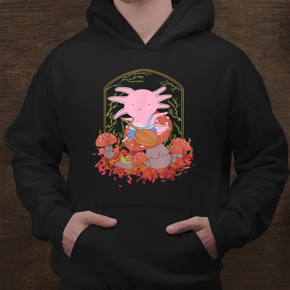 Axolotl Playing Banjo Cottagecore Shirts Cottagecore Snailshirt