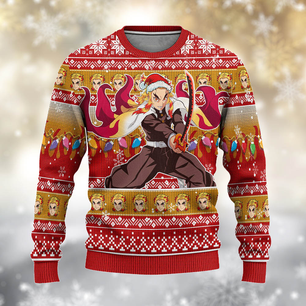 Kyojuro Rengoku Demon Slayer Christmas Sweater â Fantasywears