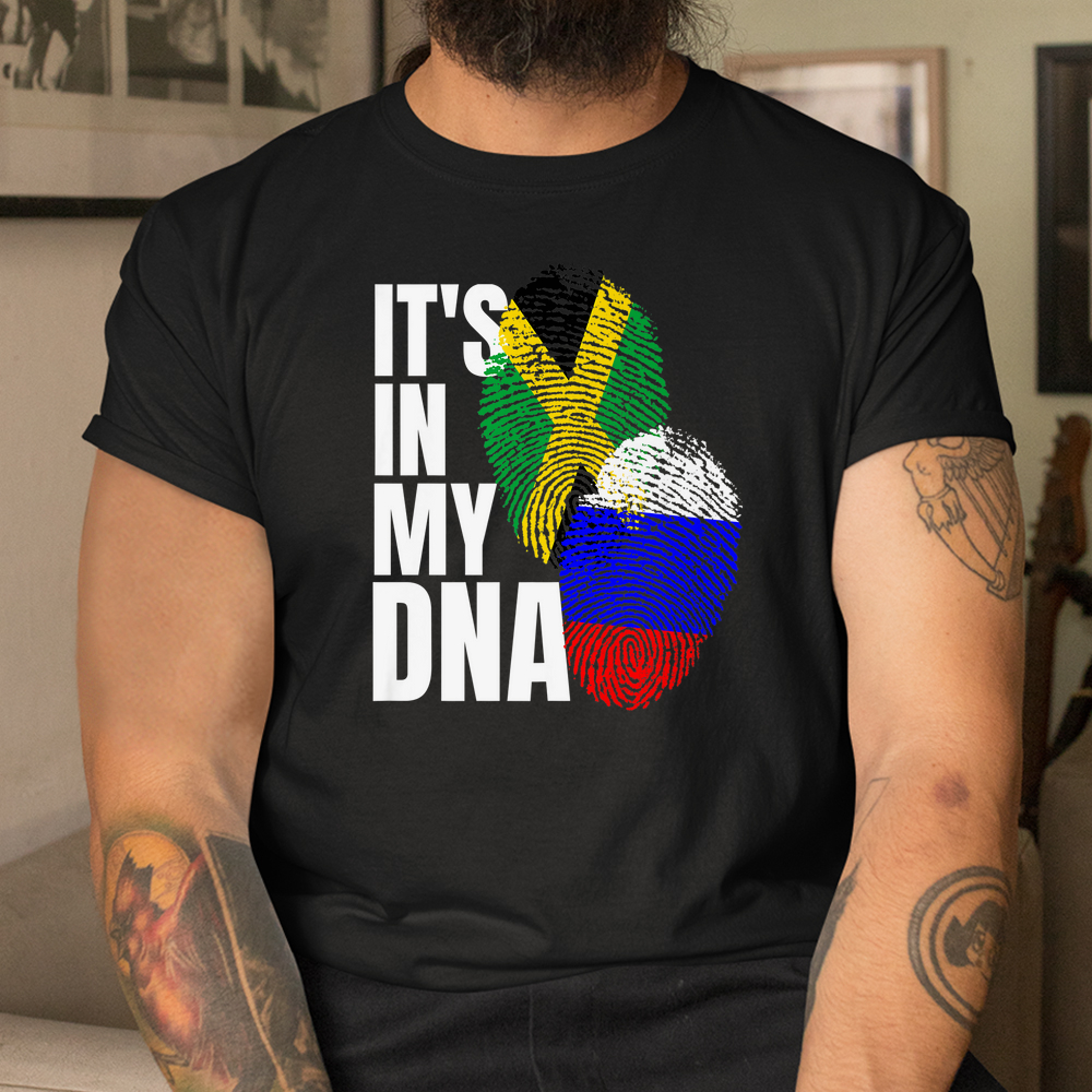 Russian And Jamaican Mix Dna Heritage Flag Shirt Russian And Jamaican Mix Dna Heritage Flag Shirt